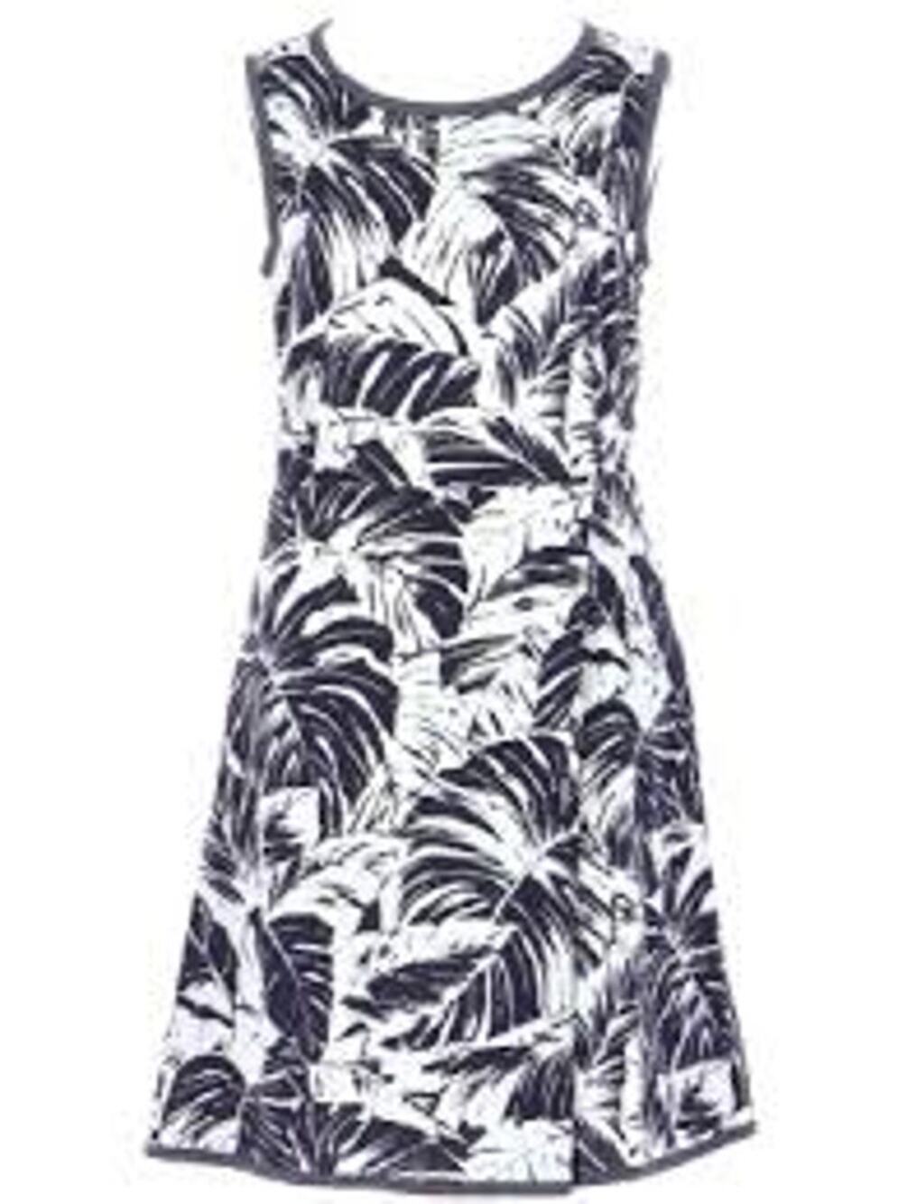MAX MARA Weekend Linen Day Dress Tropical Print Sz 6 Navy Blue COASTAL VACATION